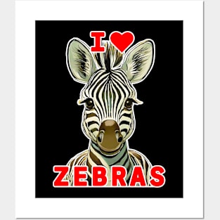 🦓 I Love Zebras! Cute Kawaii Baby African Animal, Zebra Posters and Art